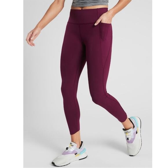 Athleta Velocity 7/8 Tight Stash Pockets Plum Purple XS - Picture 1 of 7